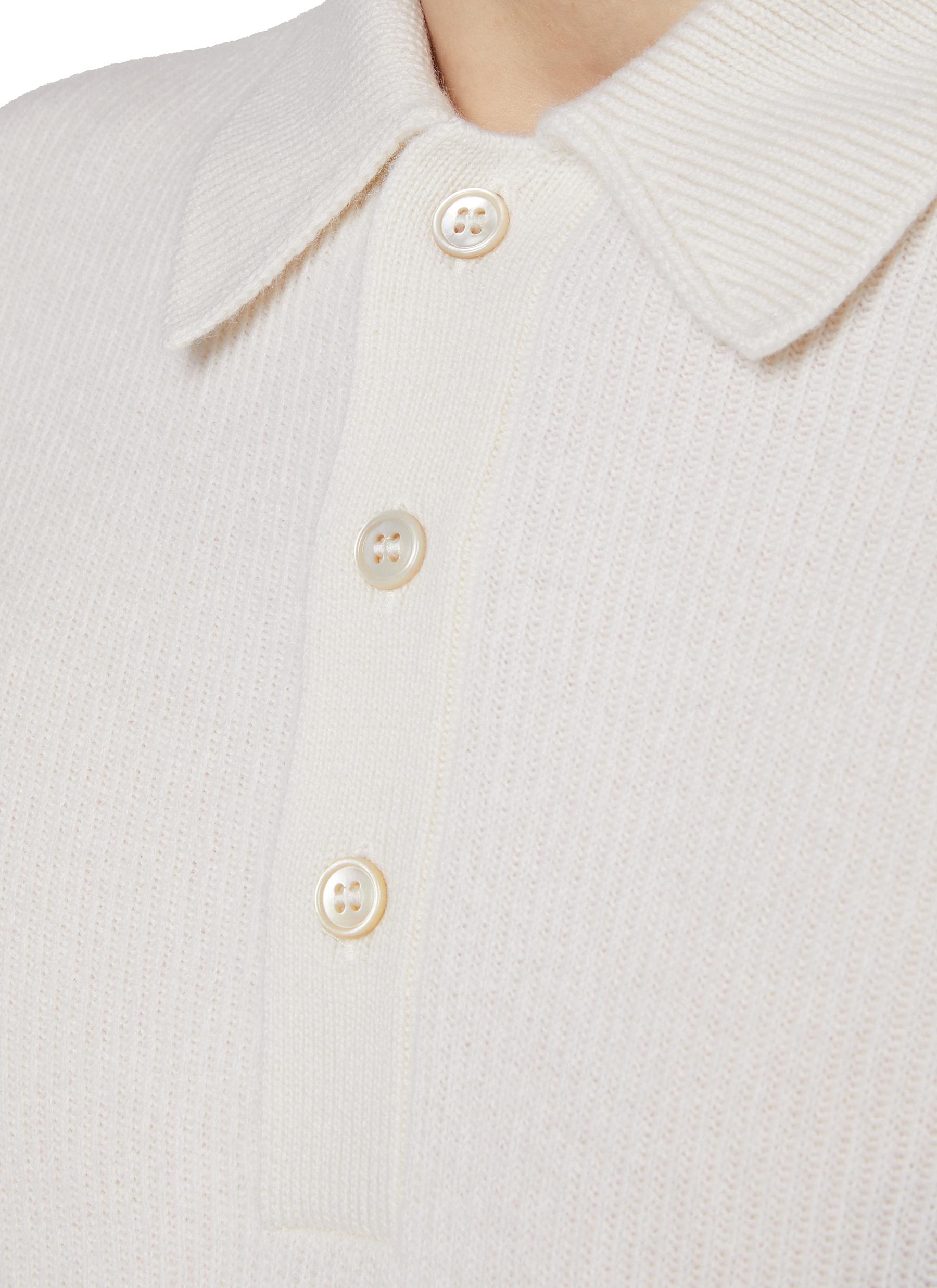 Knitted Cashmere Polo Shirt - Thumbnail 4
