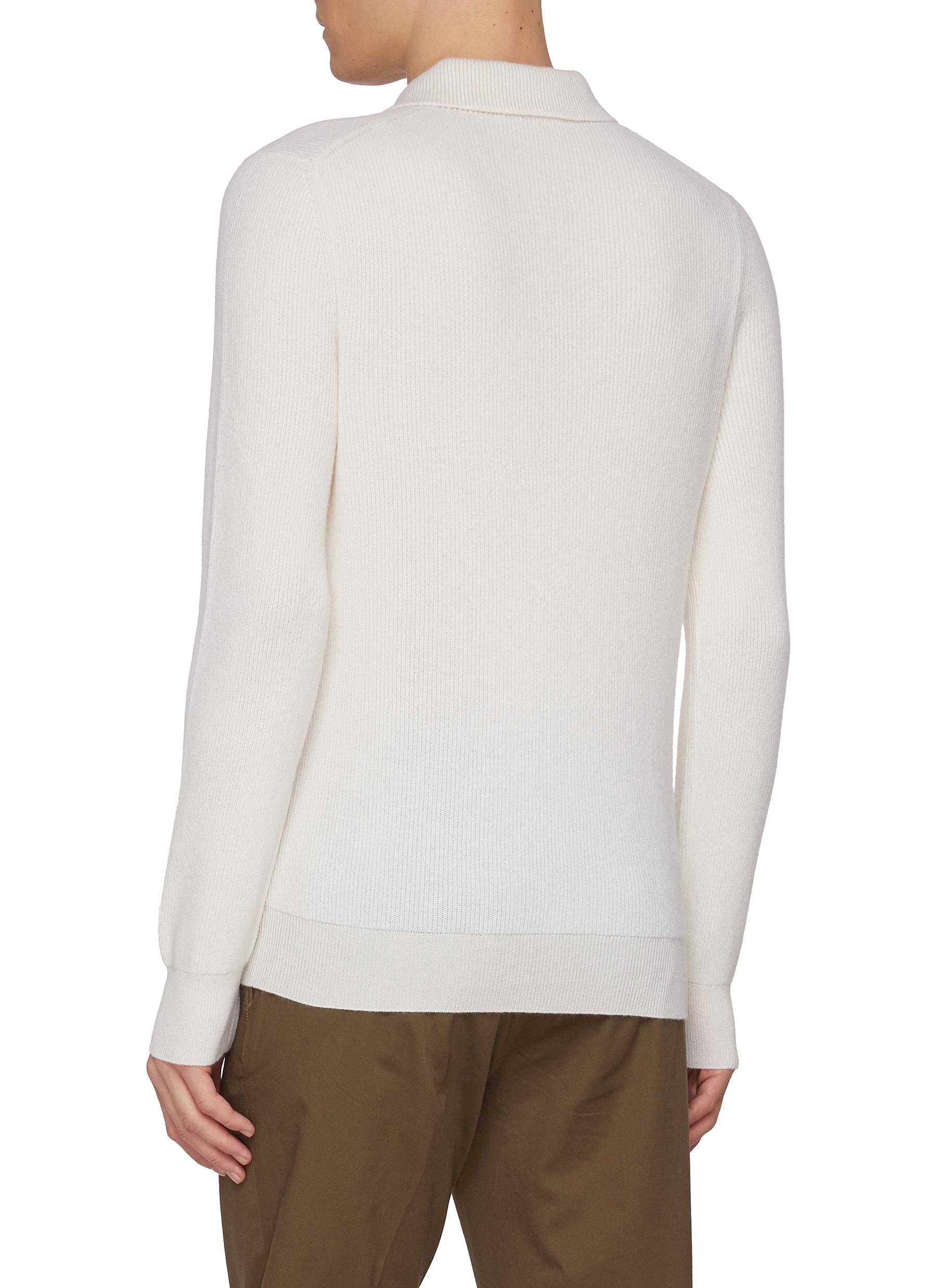 Knitted Cashmere Polo Shirt - Thumbnail 3