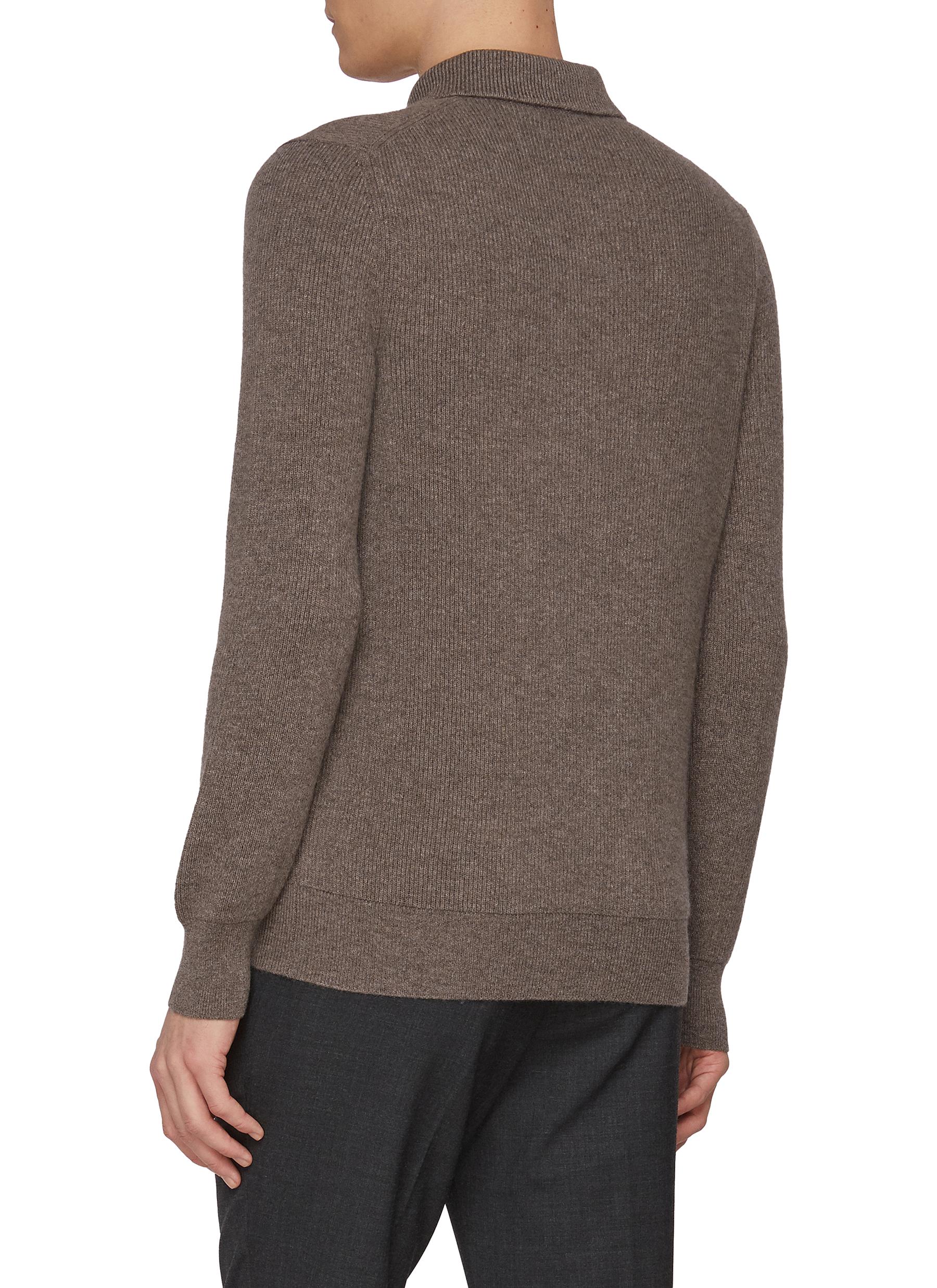 Knitted Cashmere Polo Shirt - Thumbnail 3