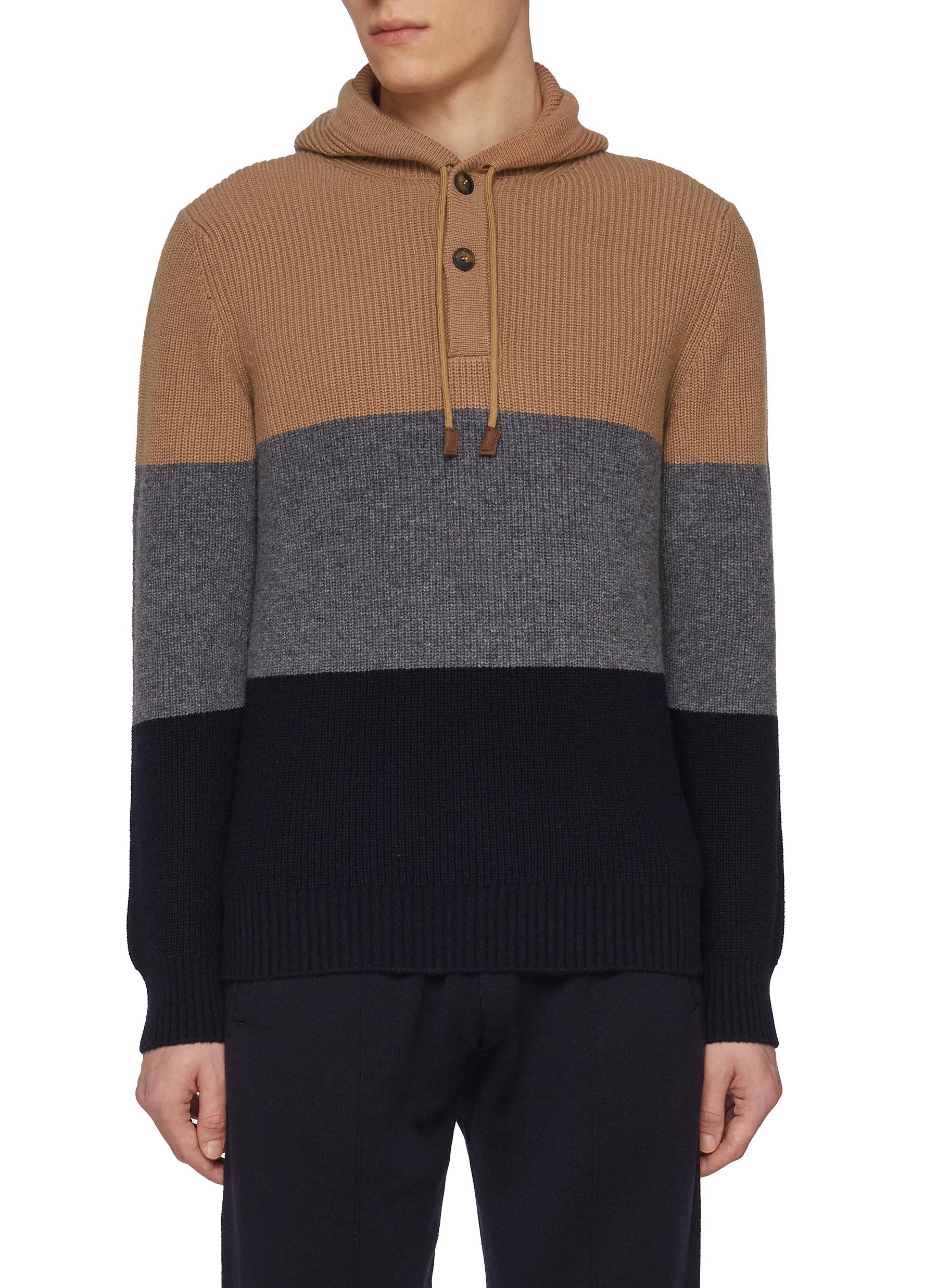 Colour Block Virgin Wool Hoodie