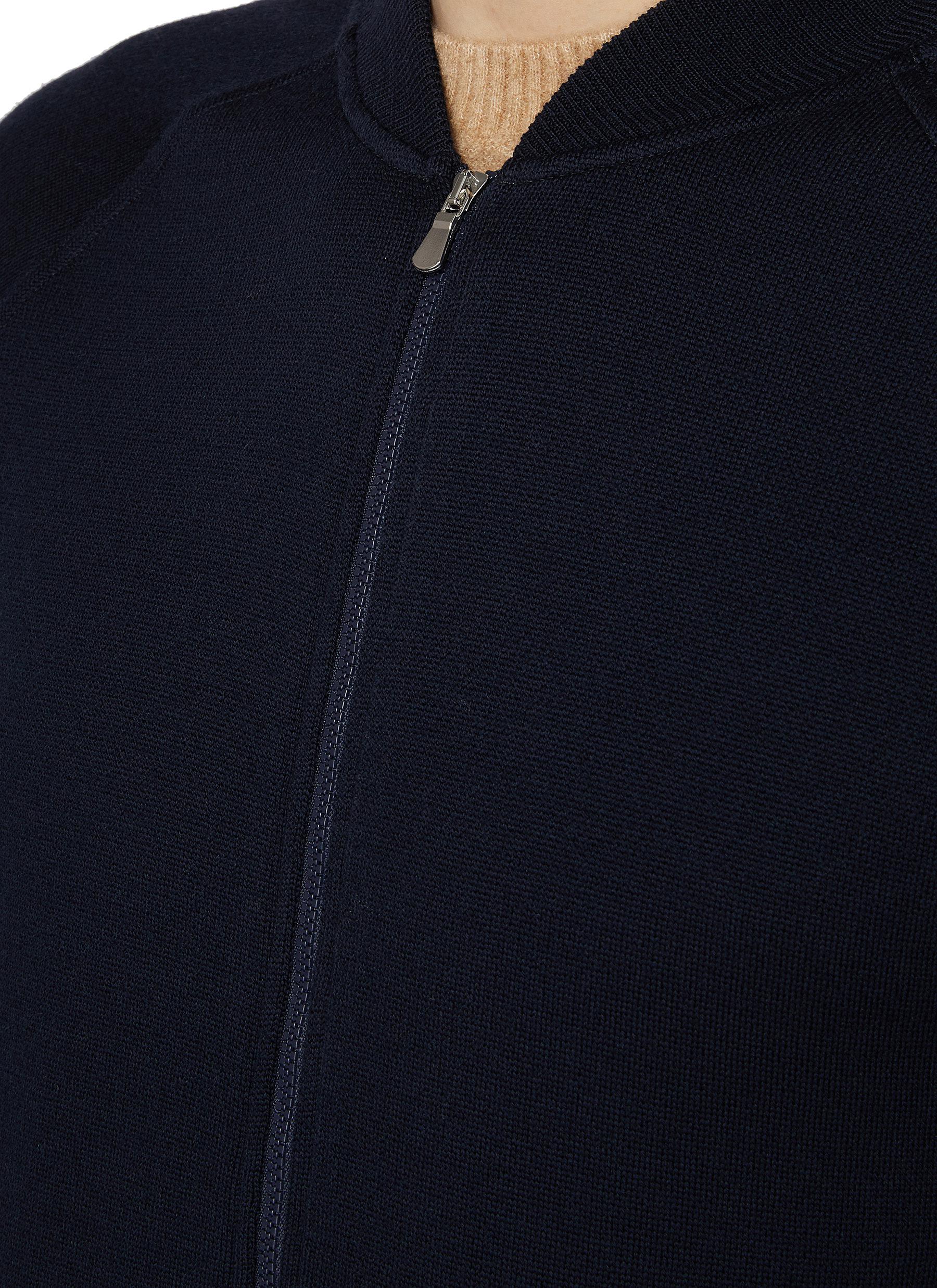 Zip Up Virgin Wool Cardigan - Thumbnail 4