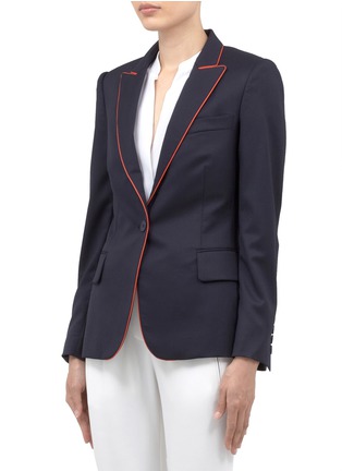Front View - Click To Enlarge - STELLA MCCARTNEY - Contrast-pipping wool blazer