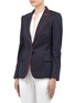 Front View - Click To Enlarge - STELLA MCCARTNEY - Contrast-pipping wool blazer