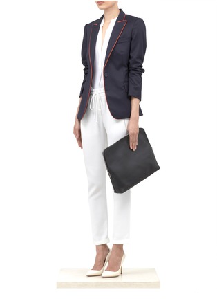 Figure View - Click To Enlarge - STELLA MCCARTNEY - Contrast-pipping wool blazer