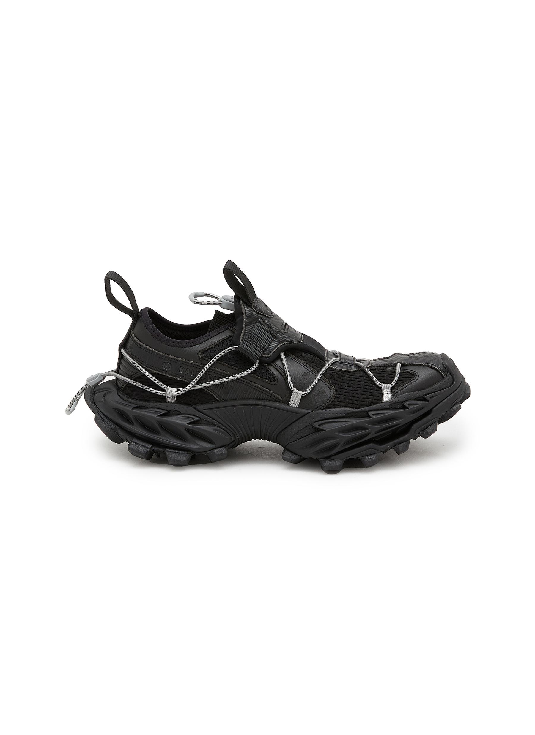 スニーカー Balenciaga Black Synthetic Leather And Mesh Hike Sneakers Balenciaga Black Mesh and Faux Leather Track Hike High Top