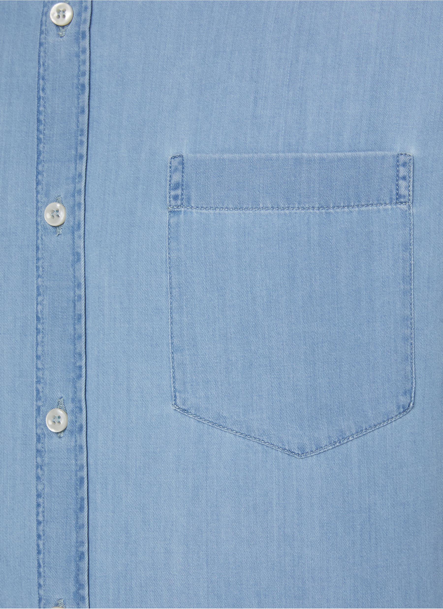Buttoned Down Pocket Extra Soft Denim Shirt - Thumbnail 4
