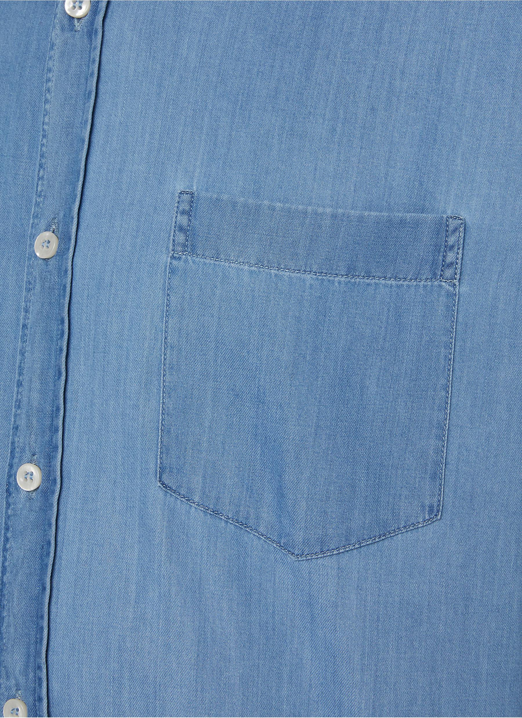 Buttoned Down Pocket Extra Soft Denim Shirt - Thumbnail 4
