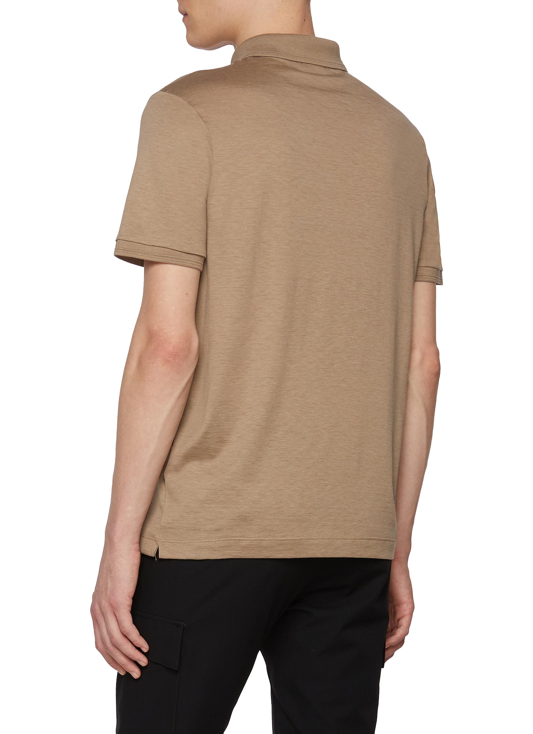 Silk Cotton Polo Shirt - Thumbnail 3
