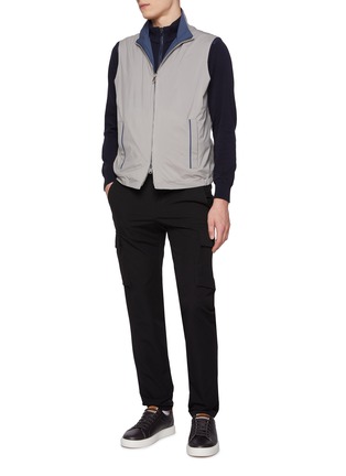 Figure View - Click To Enlarge - PAUL & SHARK - Stand Collar Half Zip Denim Shoulder Cotton Sweater