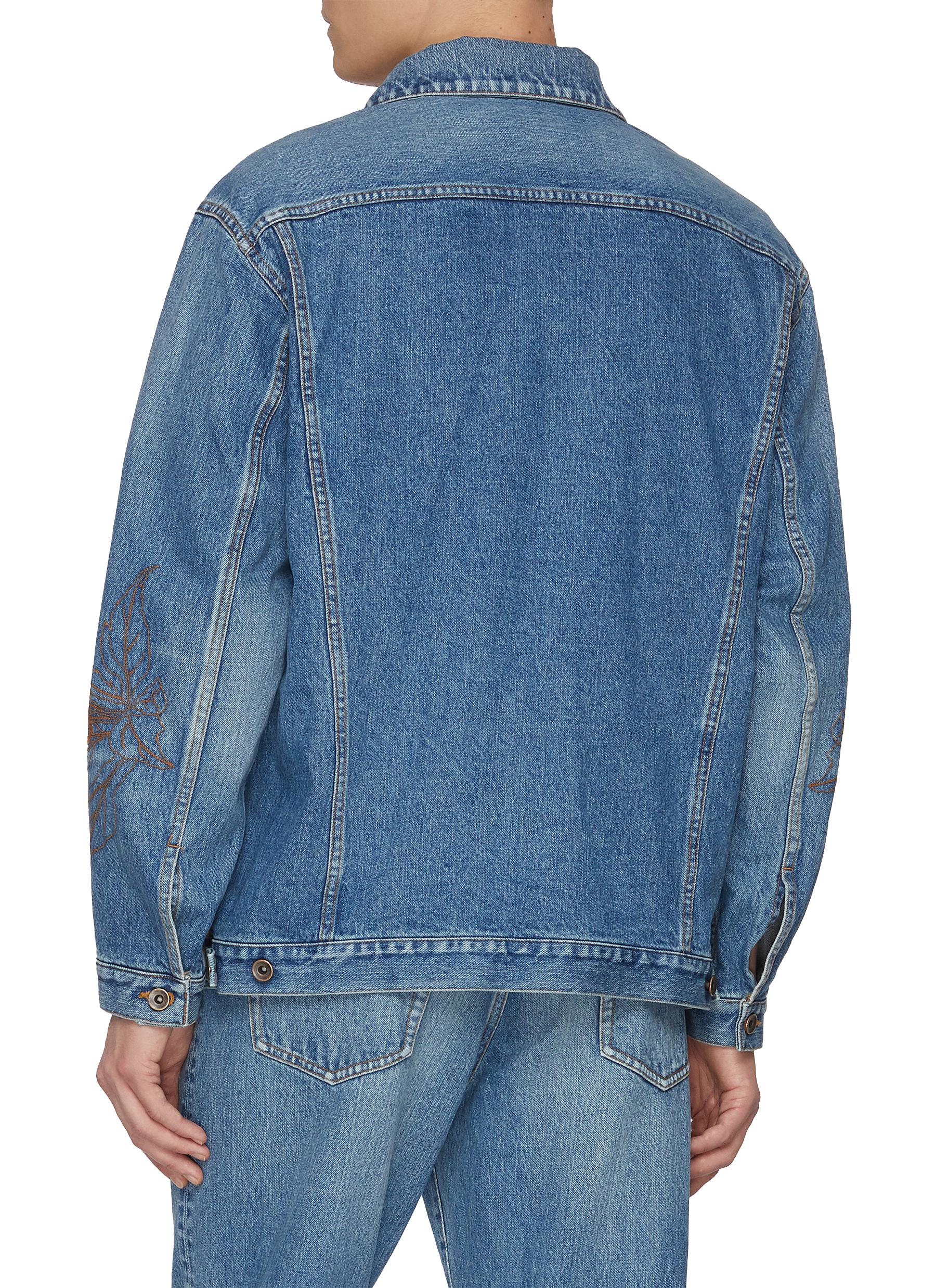 Light Wash Multi-Pocket Embroidery Denim Jacket - Thumbnail 3