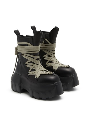 Detail View - Click To Enlarge - RICK OWENS  - Megalace Mega Tractor Leather Boots