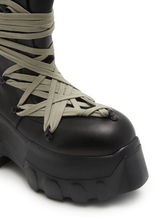 Detail View - Click To Enlarge - RICK OWENS  - Megalace Mega Tractor Leather Boots