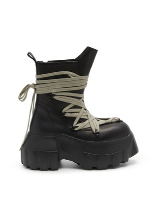Main View - Click To Enlarge - RICK OWENS  - Megalace Mega Tractor Leather Boots