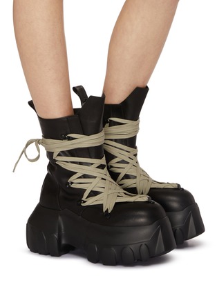 Figure View - Click To Enlarge - RICK OWENS  - Megalace Mega Tractor Leather Boots