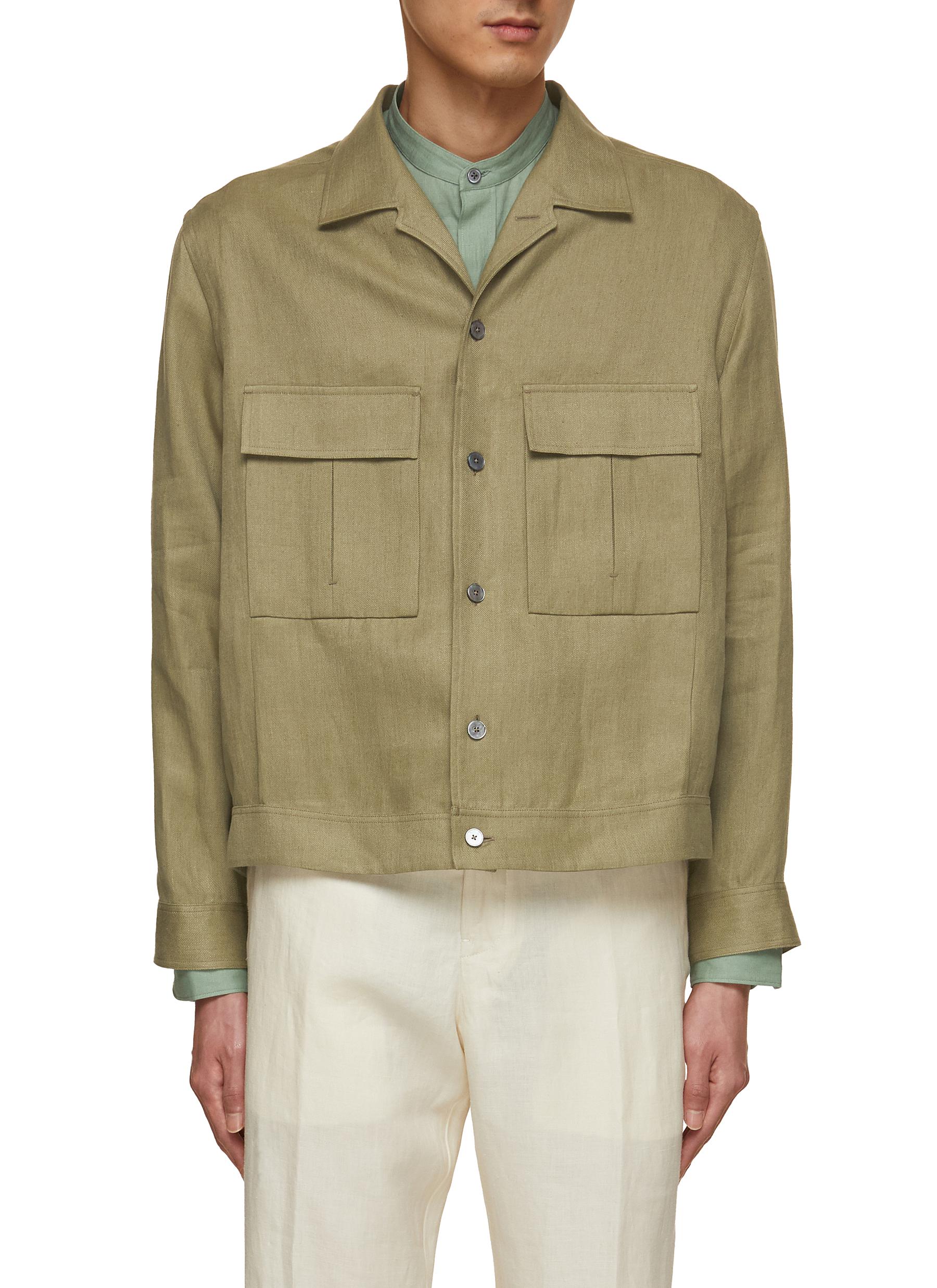 ZEGNA | Button Up Linen Overshirt | Men | Lane Crawford
