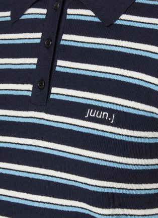  - JUUN.J - Striped Knit Polo Top