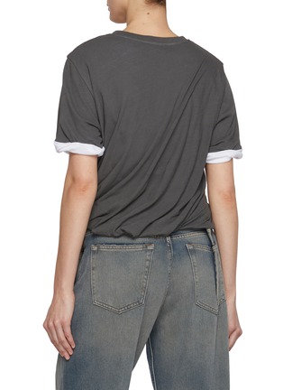 Back View - Click To Enlarge - JUUN.J - Cuffed Sleeve Twisted Cotton T-Shirt