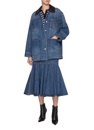 Figure View - Click To Enlarge - JUUN.J - Dark Wash Denim Mermaid Skirt