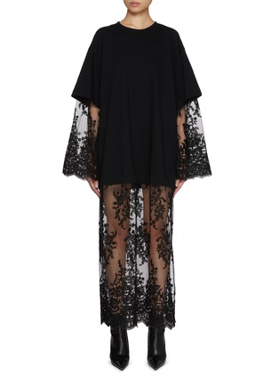 Main View - Click To Enlarge - JUUN.J - Lace Layered Jersey Dress