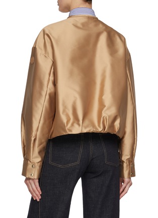 Back View - Click To Enlarge - MONCLER - Collarless Zip Up Cotton Jacket