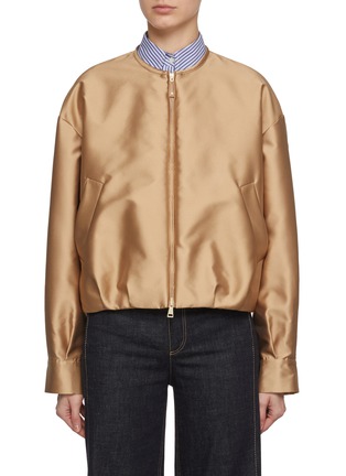 Main View - Click To Enlarge - MONCLER - Collarless Zip Up Cotton Jacket