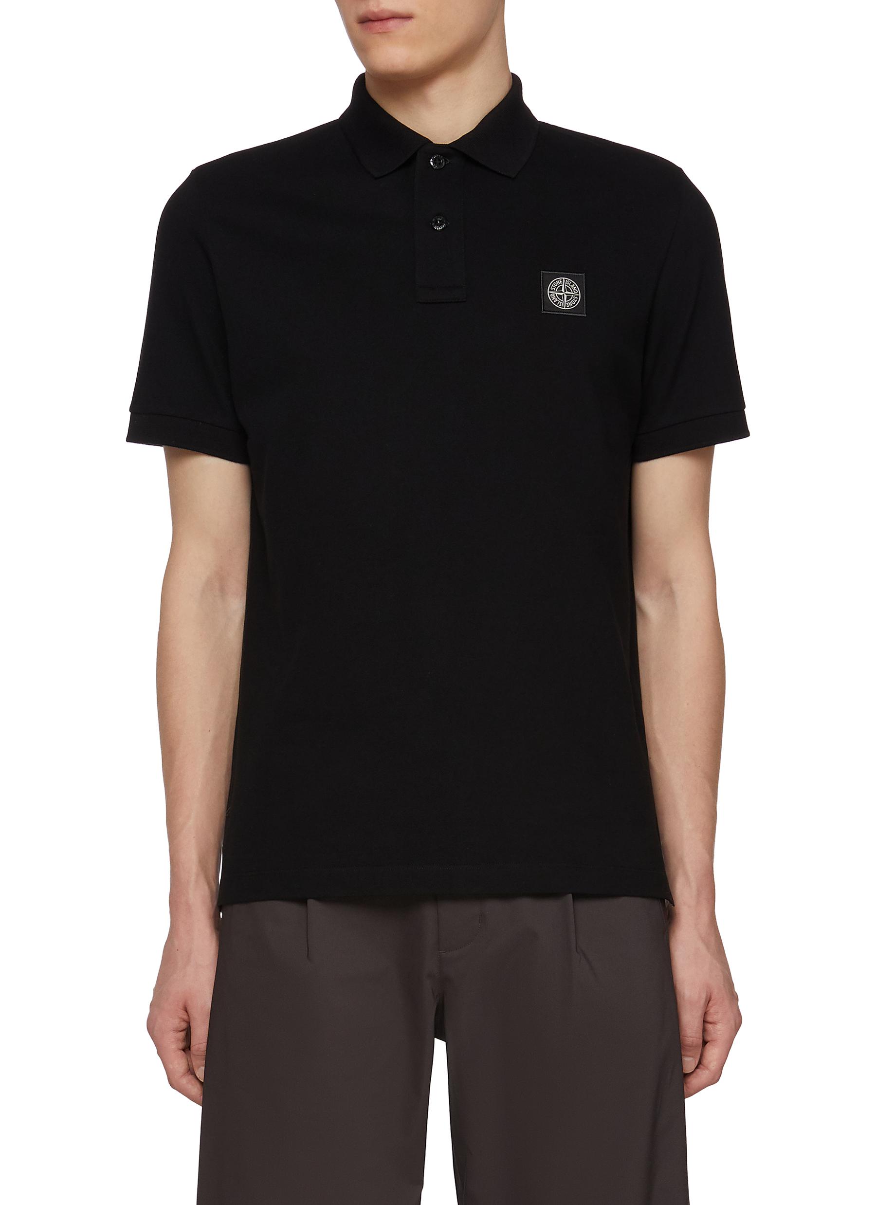 STONE ISLAND Logo Cotton Blend Pique Polo Shirt Men Lane Crawford