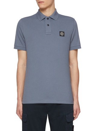 Main View - Click To Enlarge - STONE ISLAND - Logo Cotton Blend Pique Polo Shirt