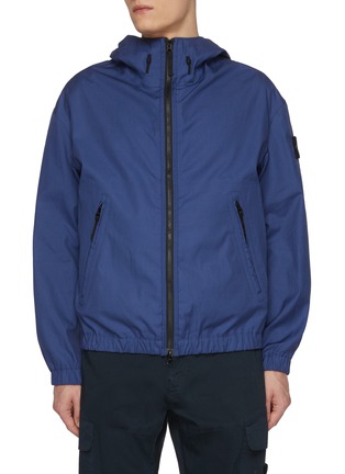 Main View - Click To Enlarge - STONE ISLAND - Arm Logo Patch Cotton Hooded Jacket