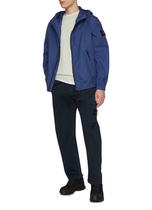 Figure View - Click To Enlarge - STONE ISLAND - Arm Logo Patch Cotton Hooded Jacket