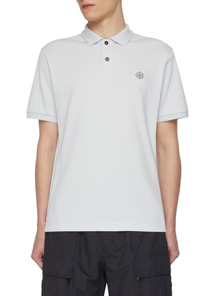 Main View - Click To Enlarge - STONE ISLAND - Logo Cotton Pique Polo Shirt