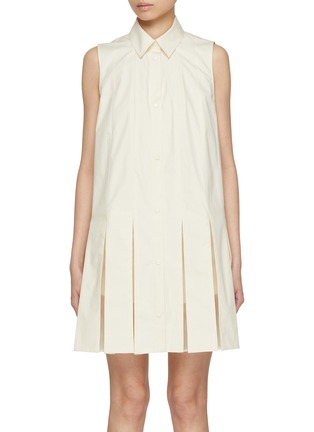 Main View - Click To Enlarge - MONCLER - Pleated Polo Cotton Poplin Dress