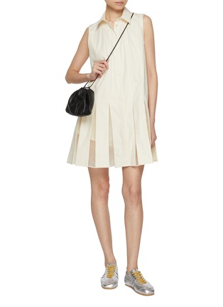 Figure View - Click To Enlarge - MONCLER - Pleated Polo Cotton Poplin Dress