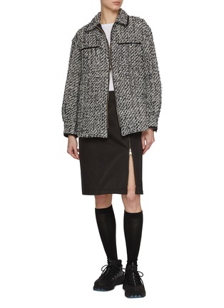 Figure View - Click To Enlarge - MONCLER - Asymmetric Side Zip Knee Length Skirt