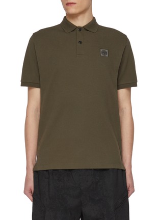 Main View - Click To Enlarge - STONE ISLAND - Logo Cotton Pique Polo Shirt