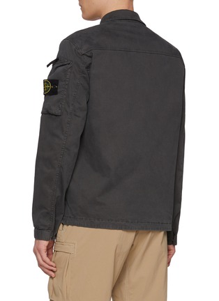 Back View - Click To Enlarge - STONE ISLAND - Zip Up Cotton Blend Logo Patch Overshirt