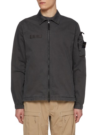 Main View - Click To Enlarge - STONE ISLAND - Zip Up Cotton Blend Logo Patch Overshirt