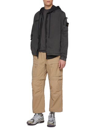 Figure View - Click To Enlarge - STONE ISLAND - Zip Up Cotton Blend Logo Patch Overshirt