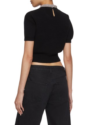 Back View - Click To Enlarge - ALEXANDERWANG - Embellished Tubular Neckline Wool Blend Knit Top