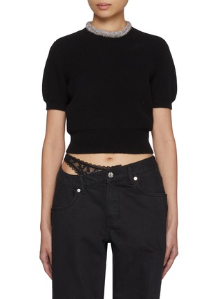 Main View - Click To Enlarge - ALEXANDERWANG - Embellished Tubular Neckline Wool Blend Knit Top