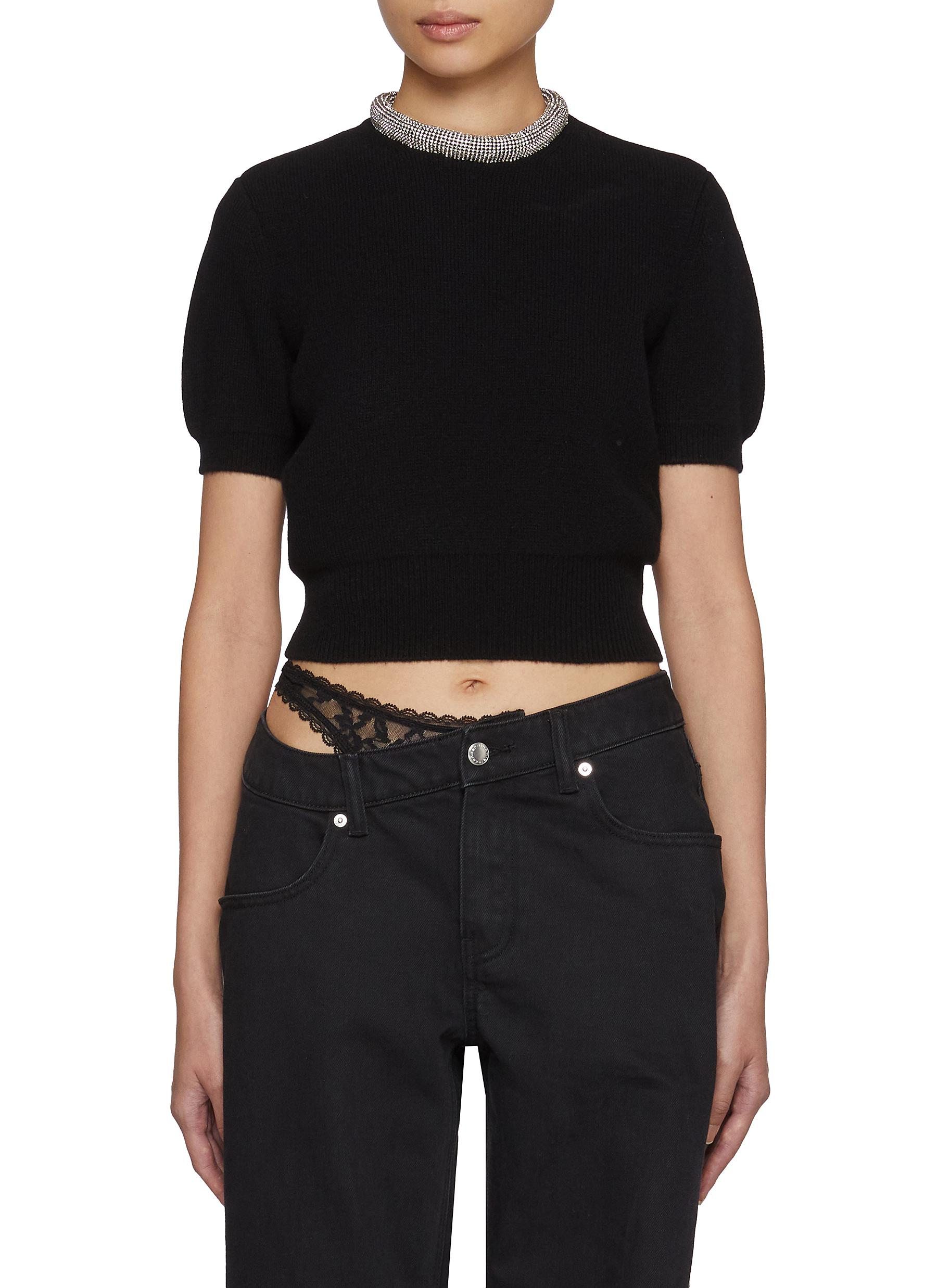 ALEXANDERWANG | Embellished Tubular Neckline Wool Blend Knit