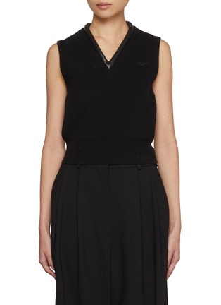 Main View - Click To Enlarge - ALEXANDERWANG - Leather Trimmed V-neck Wool Blend Knit Vest