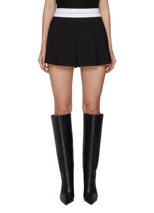 Main View - Click To Enlarge - ALEXANDERWANG - Logo Elasticated Wasitband Wool Blend Shorts