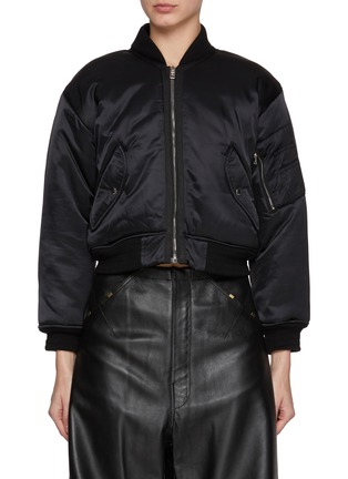 Main View - Click To Enlarge - ALEXANDERWANG - Logo Embroidered Shrunken Bomber Jacket