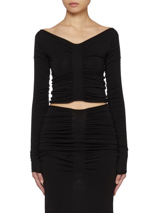 Main View - Click To Enlarge - ALEXANDERWANG - Ruched Wide V-neck Top