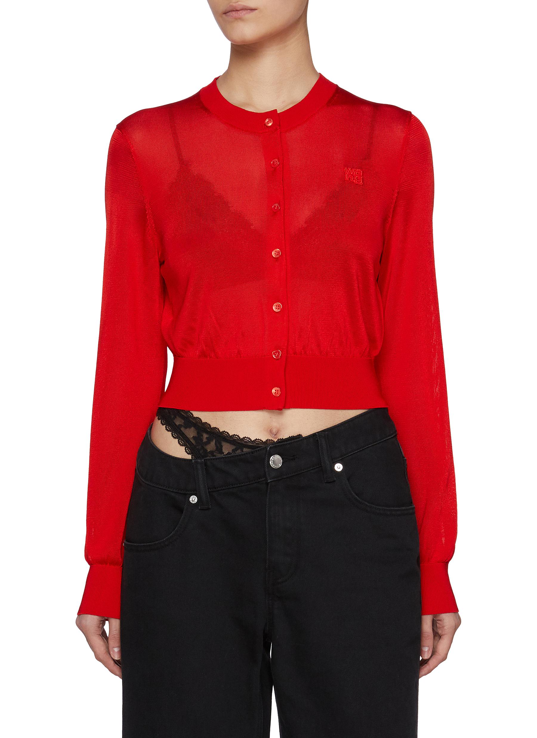 alexanderwang.t 赤 カーディガン 長袖 Alexander Wang ロゴ カーディガン | レッド | FARFETCH JP