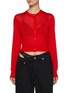 Main View - Click To Enlarge - T BY ALEXANDER WANG - Embroidered Logo Cropped Crewneck Cardigan