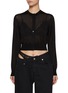 Main View - Click To Enlarge - T BY ALEXANDER WANG - Embroidered Logo Cropped Crewneck Cardigan