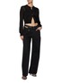 Figure View - Click To Enlarge - T BY ALEXANDER WANG - Embroidered Logo Cropped Crewneck Cardigan