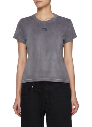 Main View - Click To Enlarge - T BY ALEXANDER WANG - Essential JSY Shrunken Puff Logo Cotton T-Shirt