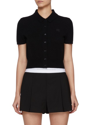 Main View - Click To Enlarge - T BY ALEXANDER WANG - Embroidered Logo Wool Polo Cardigan